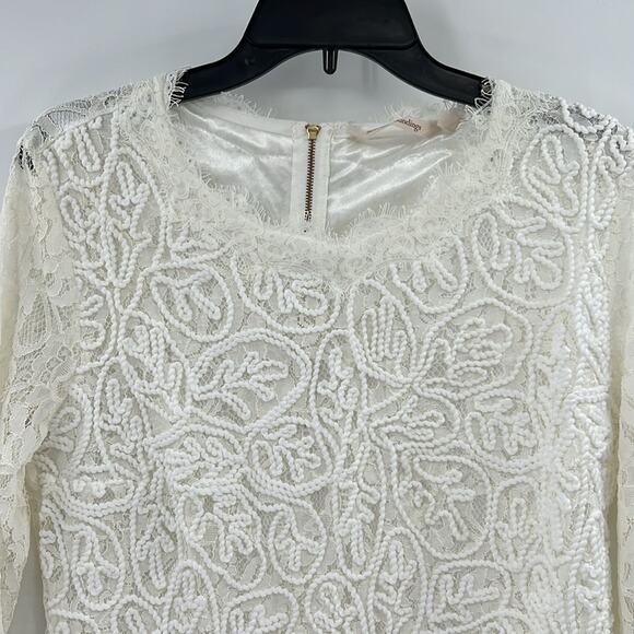 Soft Surroundings Women's Whimsical Lace Bell Sleeve Top - Ivory - Large - Picture 2 of 7